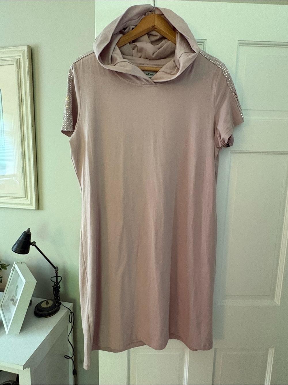 Calvin Klein Dusty Pink Hooded Short Sleeve dress